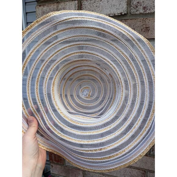 Vintage Bambergers Stripe Floppy Hat Tan Cream Ribbon Beach Cottagecore main image 4